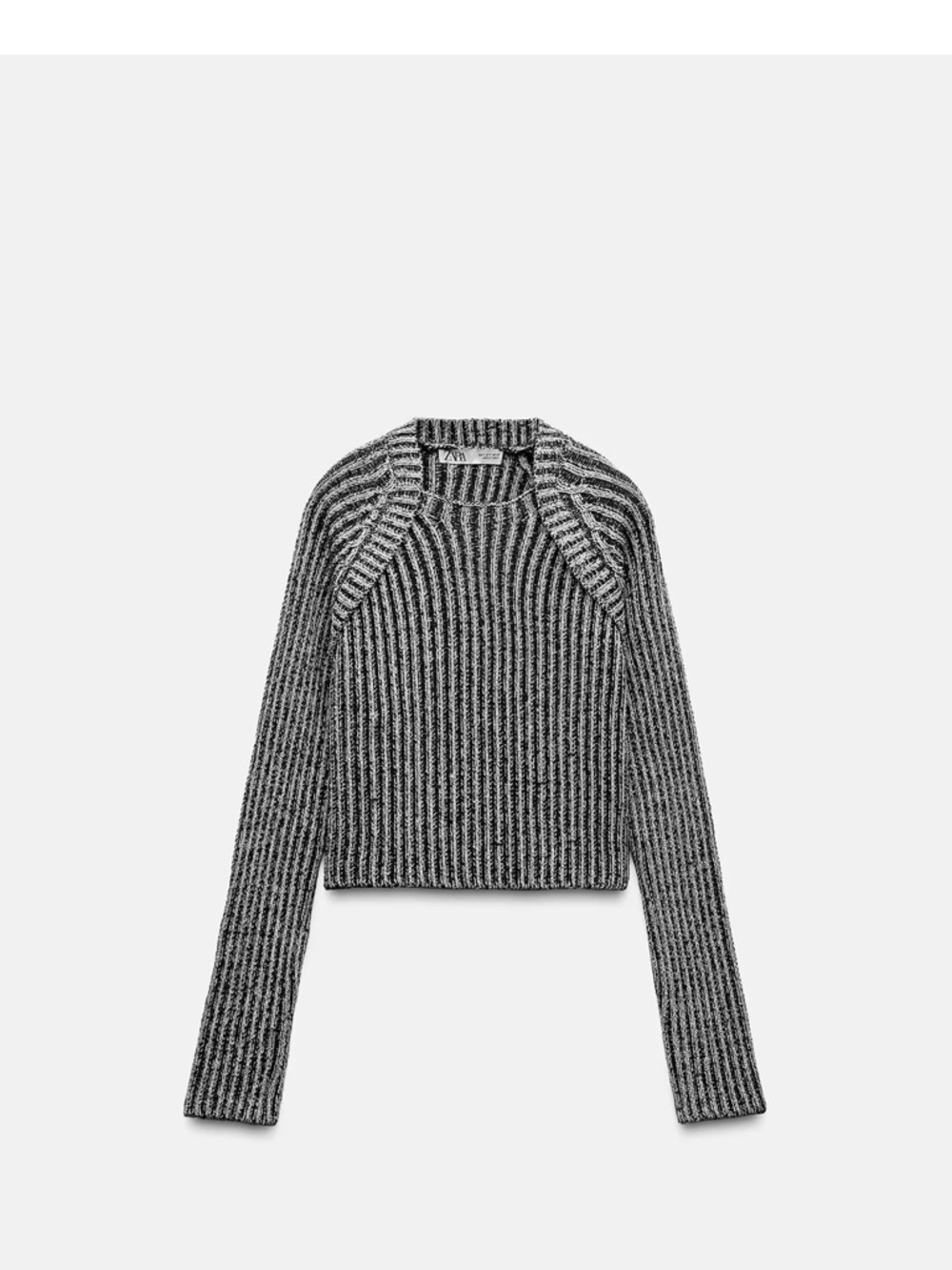 Zara Ribbed Crewneck Sweater - Gray
